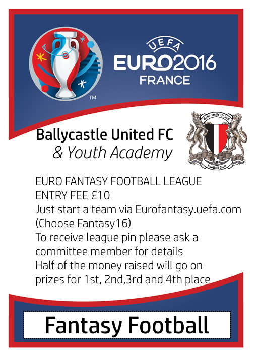 Euro 16 Fantasy Football Fundraiser Ballycastle United Fc